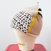 Image 6 of gold cashmere patchwork beanie hat courtneycourtney knit stretch sweater warm winter sustainable