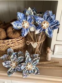 Image 1 of Memory Flowers custom created from a clients loved ones beautiful blue toned blouses