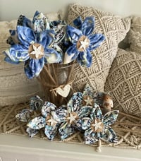 Image 2 of Memory Flowers custom created from a clients loved ones beautiful blue toned blouses