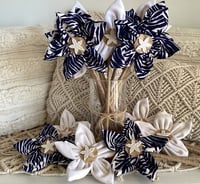 Image 1 of Memory Flowers custom created from a clients loved ones stunning Navy and White tops