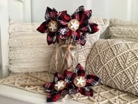 Image 1 of Memory Flowers custom created from a clients loved ones checked flannel shirt