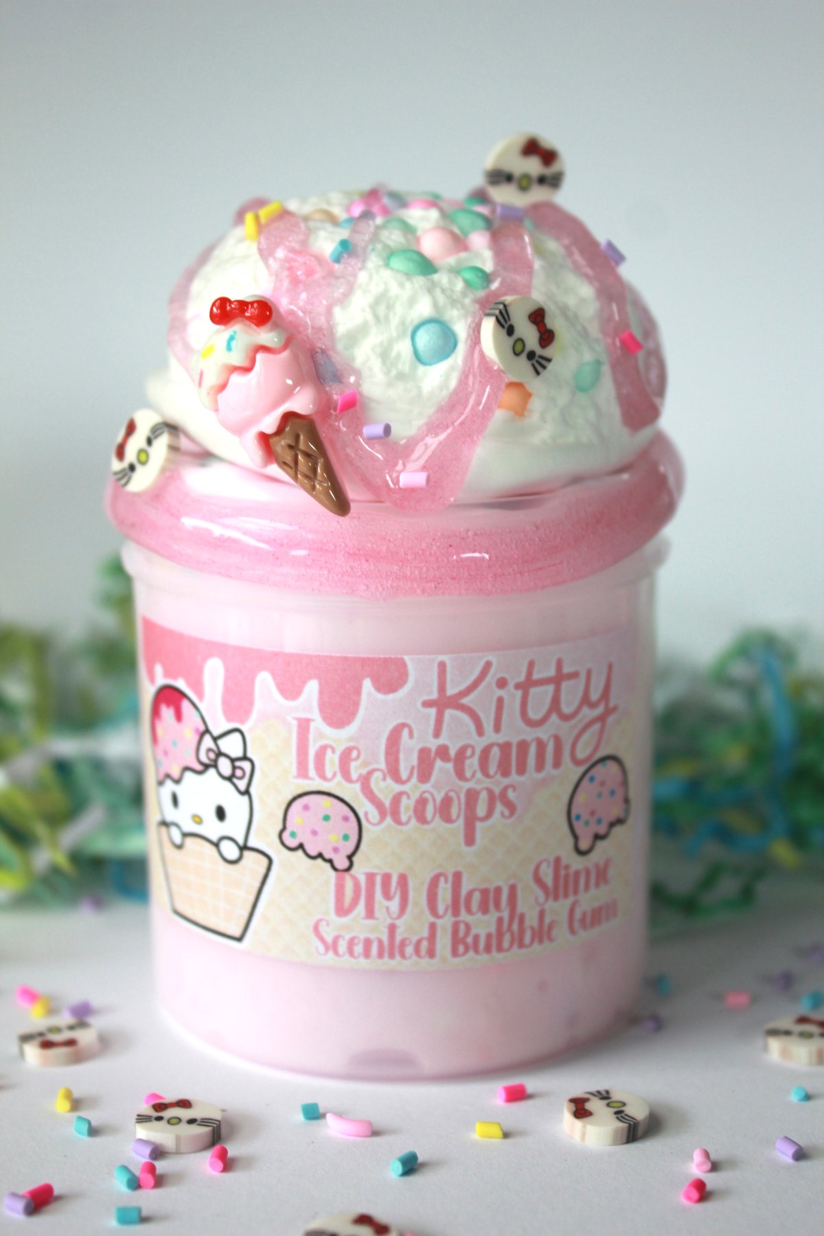 Image of Kitty Ice Cream Scoops DIY Clay Slime