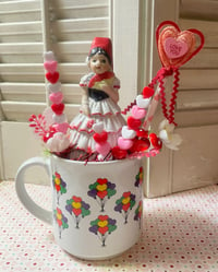 Cute Valentine's Day Lady in Made in Japan Hearts Mug