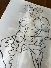 Image 2 of Cowboy on a Saddle Original Large Gay Male Line Art | 22x30 inches