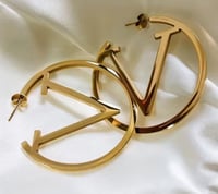 Image 2 of Classy V Golden Hoop Earrings 