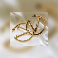 Image 1 of Classy V Golden Hoop Earrings 