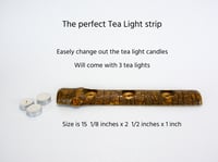 Image 6 of Spruce wood strip of three tea lights candle holder, tea lights included, Candle Rustic Decor