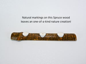 Image of Spruce wood strip of three tea lights candle holder, tea lights included, Candle Rustic Decor