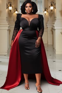 Image 1 of Formal Red Long Sleeved Peplum Satin Midi Dress from Fabulously Me Girls Formal Collection 