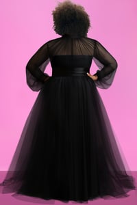 Image 2 of Formal Elegant Spring Summer Mock Neck Lantern Sleeve Tulle Maxi Dress from Fabulously Me Girl
