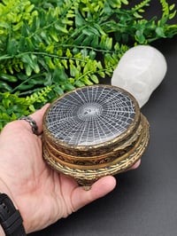 Image 1 of  Brass gold Vintage ornate Jar with Preserved Web A