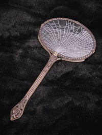 Image 5 of Ornate vintage Glass backed  Hand Mirror - With Real Preserved Spider Web