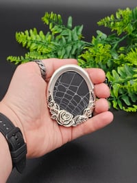 Image 3 of Small oval floral detail Silver framed preserved web