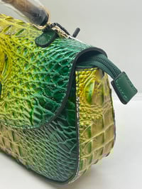 Image 2 of Bamboo handle croc embossed handbag