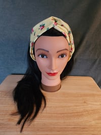Image 1 of Turban Twist Headband- Yellow & Roses