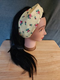 Image 2 of Turban Twist Headband- Yellow & Roses
