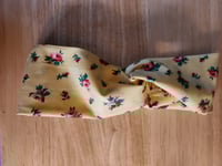 Image 4 of Turban Twist Headband- Yellow & Roses