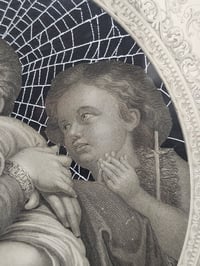Image 3 of 1800s Bible page "a child is born" featuring Jesus with real preserved web