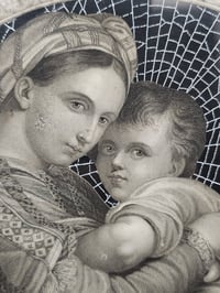 Image 4 of 1800s Bible page "a child is born" featuring Jesus with real preserved web