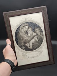 Image 6 of 1800s Bible page "a child is born" featuring Jesus with real preserved web