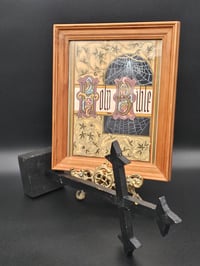Image 4 of "HOLY BIBLE" 1800's bible page with preserved spider web - Wooden frame