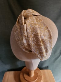 Image 2 of Turban Twist Headband in Soft Gilded Geometric 