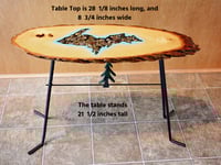 Image 7 of Handmande Life Edge Bass Wood Table Upper Peninsula of Michigan filled with river pebbles, epoxy