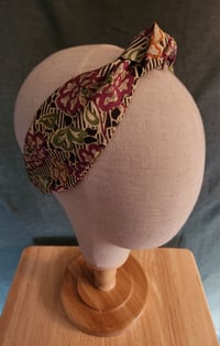 Top Knot Headband in Beige/Brown Floral