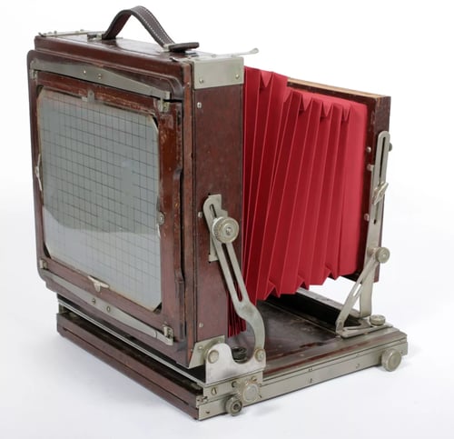 Image of Deardorff V8 8X10 Field camera w/ 305mm Kodak lens + holder NEW BELLOWS #4309