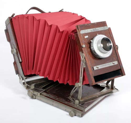 Image of Deardorff V8 8X10 Field camera w/ 305mm Kodak lens + holder NEW BELLOWS #4309