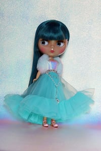 Image 1 of Spearmint Chew Blythe gown and fur stole