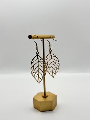 Image of Stainless Steel Leaf Dangle Earrings