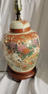 Image 1 of Hand painted vintage Satsuma lamp