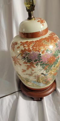 Image 2 of Hand painted vintage Satsuma lamp