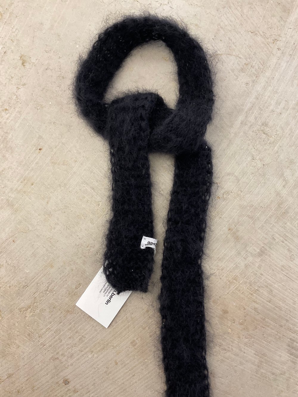 Mohair hand knitted micro scarf