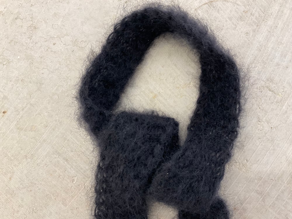 Mohair hand knitted micro scarf