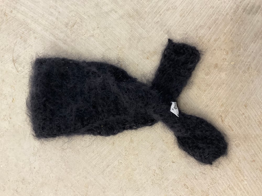 Black mohair hand knitted head piece or a Micro scarf 