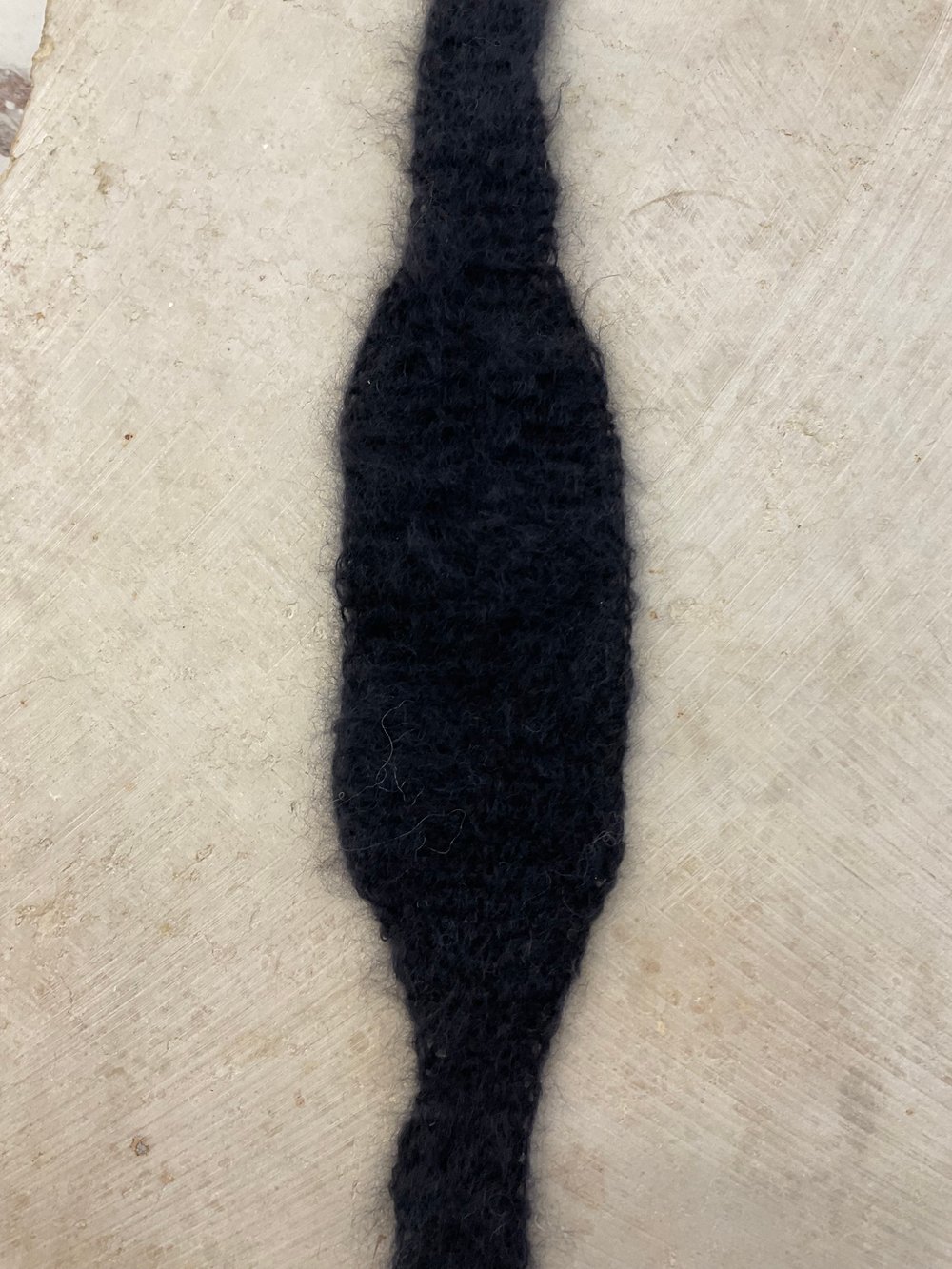 Black mohair hand knitted head piece or a Micro scarf 