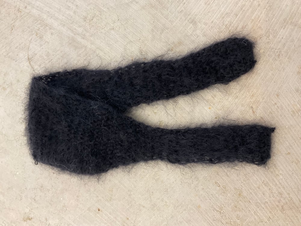 Black mohair hand knitted head piece or a Micro scarf 