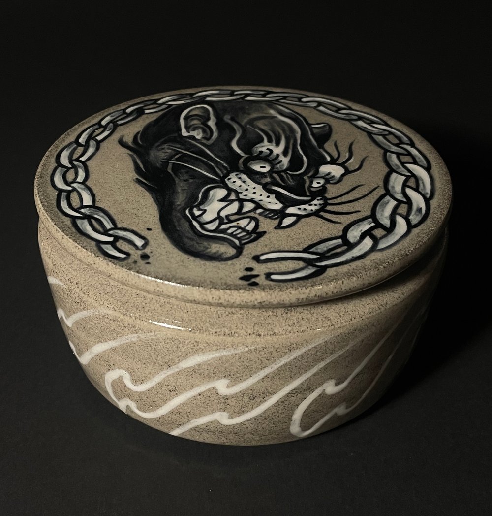 PANTER - grey lidded jar