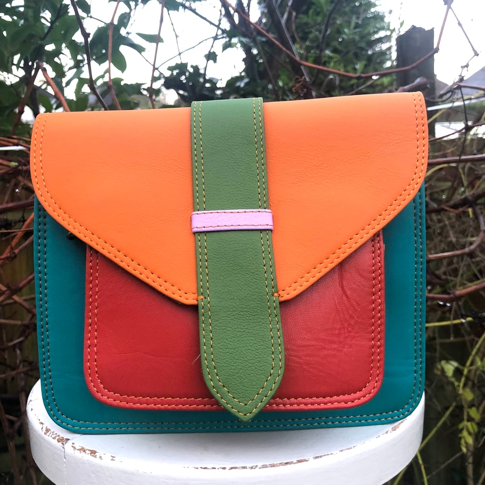 Image of Harlequin Collection - Recycled Leather Small Messenger -#24C