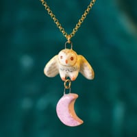 Moon Charm Barn Owl Necklace