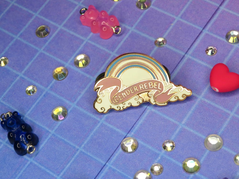 Image of “Gender Rebel” enamel pin