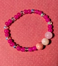 Image 1 of Hot pink Valentine's Day stretch bracelet 