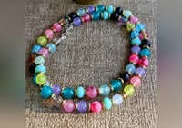 Image 1 of Bright and colorful beaded bracelet and necklace jewelry set