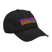 Image 4 of SPACE CHIKEN AND BACON THE CAT Distressed Dad Hat