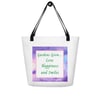 Chinese Wisteria and Peach Irises - Large Tote Bag