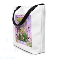 Image 5 of Chinese Wisteria and Peach Irises - Large Tote Bag