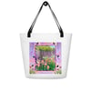 Chinese Wisteria and Peach Irises - Large Tote Bag