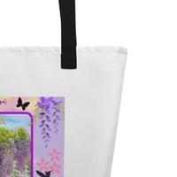 Image 6 of Chinese Wisteria and Peach Irises - Large Tote Bag
